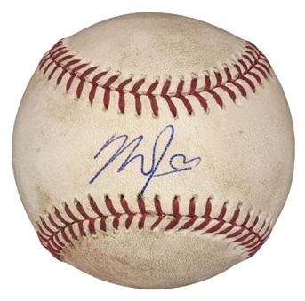 2012 Mike Trout Game Used and Signed Baseball From Fenway Park (MLB Authenticated) - Rookie Season